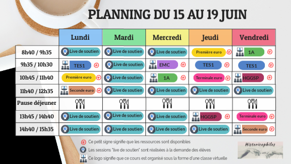 Planning du 15 au 19 juin | Genially
