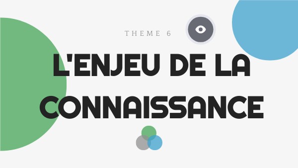 Thème 6 - L'enjeu de la connaissance