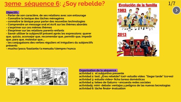 Copie - 2022-2023: 3eme séquence 6 ¿Soy rebelde? | Genially