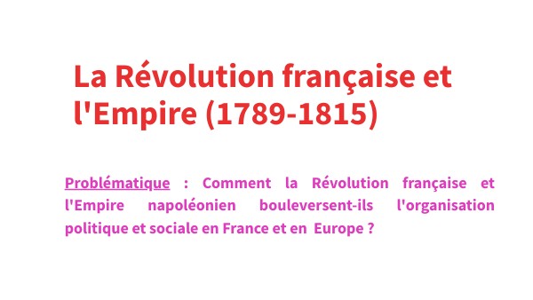 La Révolution française et l'Empire
