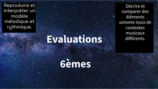Copie - EVALUATIONS 6émes | Genially