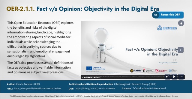 OER- 2.1.1 -Fact v/s Opinion: Objectivity in the Digital Era | Genially