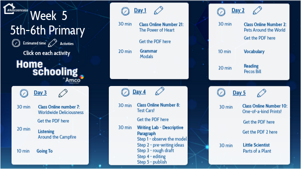 Planning Week 5 - 5th-6th | Genially