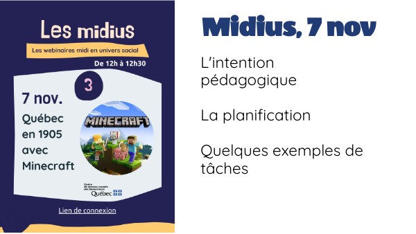 Midius 7 nov: Québec en 1905 avec Minecraftser