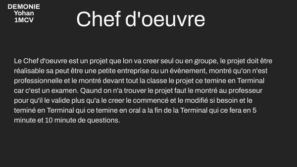 chef doeuvre PRESENTATION