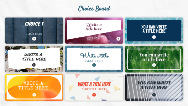 Choice board template | Genially