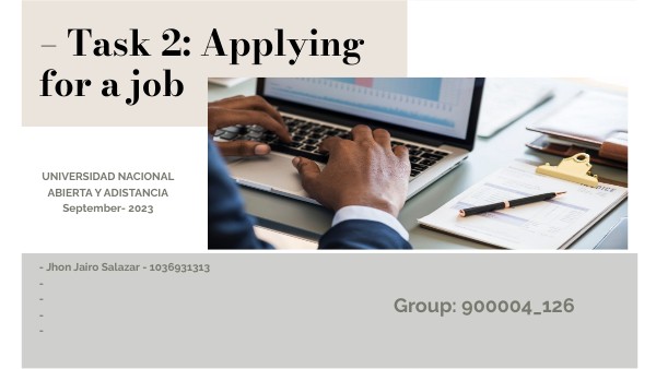 Task 2: Applying for a job | Genially