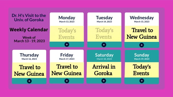 WEEKLY CALENDAR | Genially