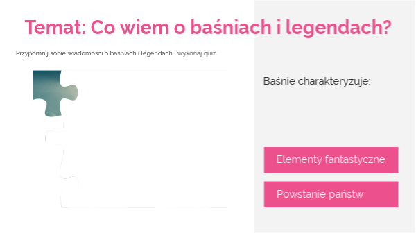 Baśń legenda quiz | Genially