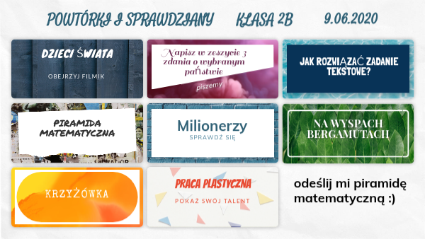 klasa 2b zadania powtórzeniowe