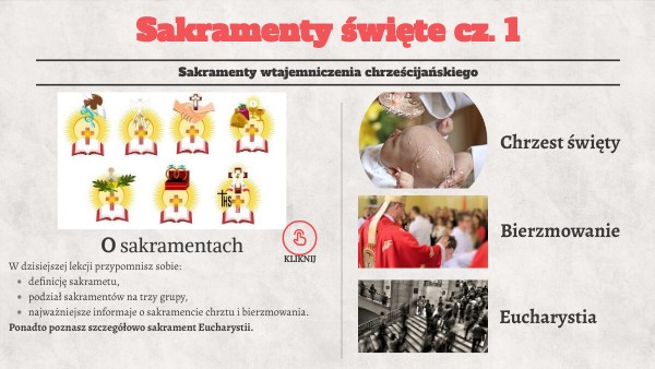 Sprawdzian Z Religii Klasa 6 Sakramenty Klasa 6 Sakramenty wtajemniczenia chrześcijańskiego | Genially