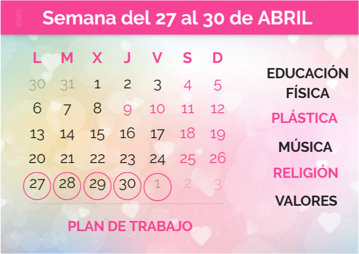 PLAN DE TRABAJO SEMANA DEL 27 AL 30 DE ABRIL