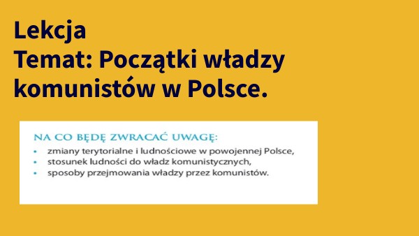 Początki Władzy Komunistów W Polsce Notatka