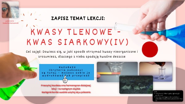 Uzupełnij Zdania Kwas Siarkowy 4 Ma Zapach Kwasy tlenowe - kwas siarkowy(IV) - lekcja multimedialna