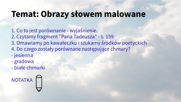 Opis Chmur Pan Tadeusz środki Stylistyczne Chmury "Pan Tadeusz" | Genially