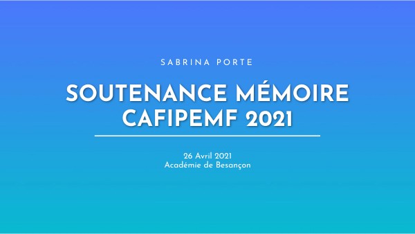 soutenance mémoire cafipemf 2021