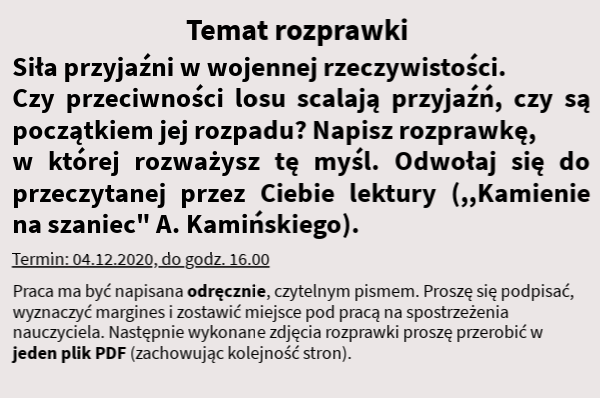 Kartkówka Z Kamieni Na Szaniec rozprawka z kamieni na szaniec | Genially