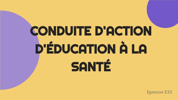 Conduite D'action D'éducation à La Santé Page De Garde Education à la santé | Genially