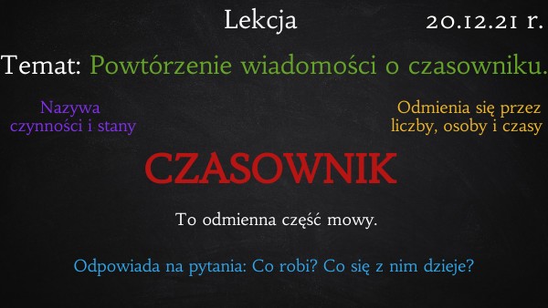 Czasownik - klasa IV | Genially