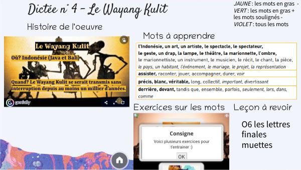 Dictée Bilan Le Wayang Kulit Cm1