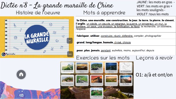 Dictée Bilan La Grande Muraille De Chine Cm2 8 - La grande muraille | Genially