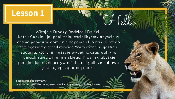 Lesson 1 - wild animals (3-4 latki) | Genially