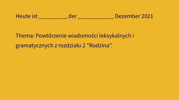 kl 7 powtórzenie zdziału II (meine Familie, hobby | Genially