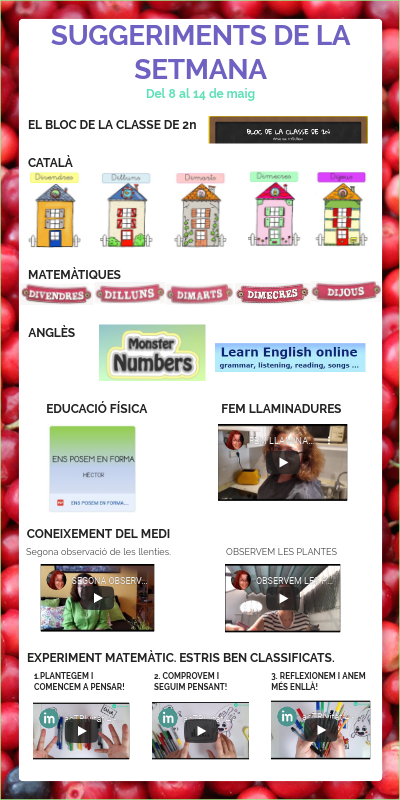 SUGGERIMENTS DE LA SETMANA DEL 8 AL 14 DE MAIG | Genially