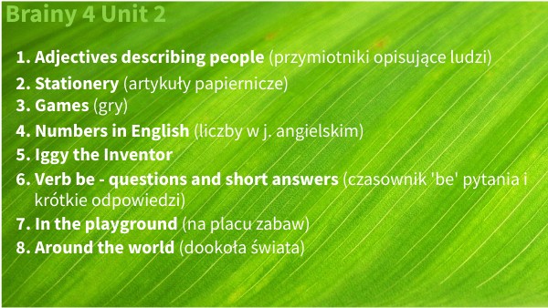 Brainy 4 Unit 2