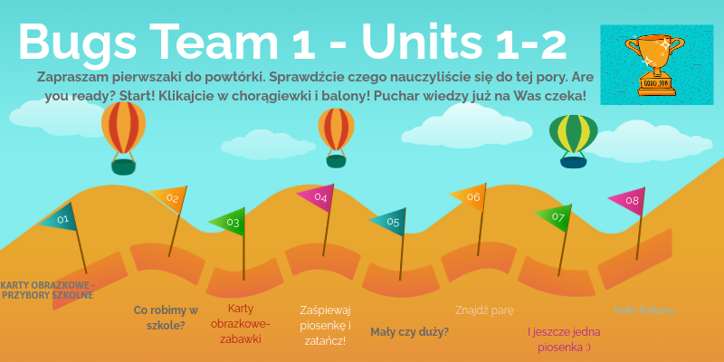 Bugs Team 2 Piosenki Do Pobrania - Bugs Team 1 - Unit 1 and 2 Review | Genially