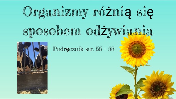 Organizmy różnią się sposobem odżywiania