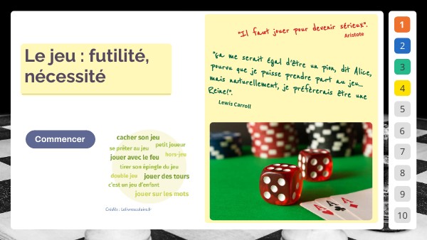 Le jeu: futilité, nécessité séquence1ELEVE | Genially