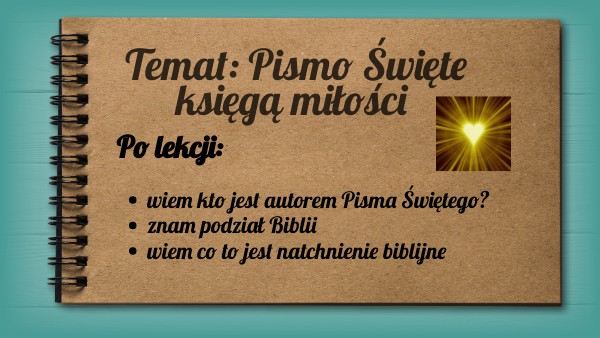 Pismo Święte Księgą miłości Boga do człowieka | Genially