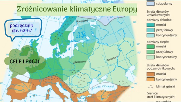Zróżnicowanie Klimatyczne Europy Klasa 6 zróżnicowanie klimatu Europy | Genially