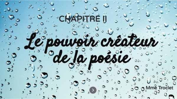 CHAPITRE I - CREATION POETIQUE