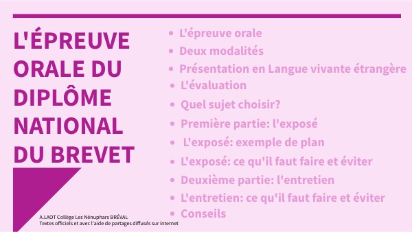 L'épreuve orale du DNB