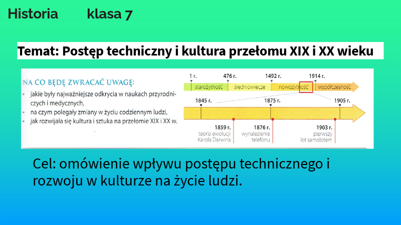 7 Postęp techniczny i kultura przełomu XIX i XX wieku | Genially