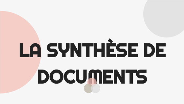 La synthèse de documents - BTS CGE