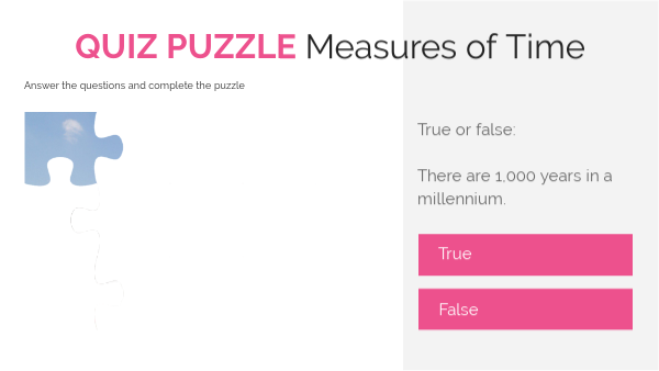 Quiz puzzle: Measures of Time | Genially