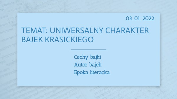 Bajki Krasickiego - podsumowanie