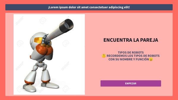 ENCUENTRA LA PAREJA TIPOS DE ROBOTS | Genially