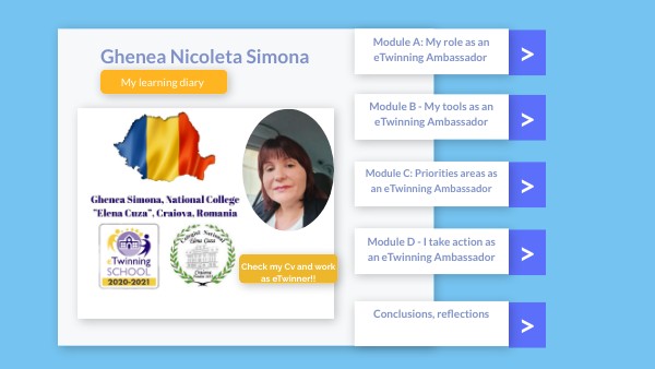 My Learning Diary-Learning Course for eTwinning Ambassadors 2021 | Genially
