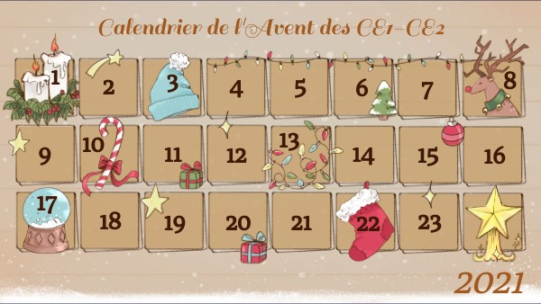 Calendrier Avent Ce1-Ce2 Palusiens