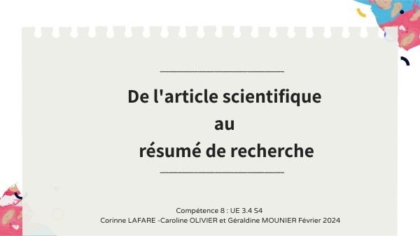 De l'article scientifique au résumé de recherche