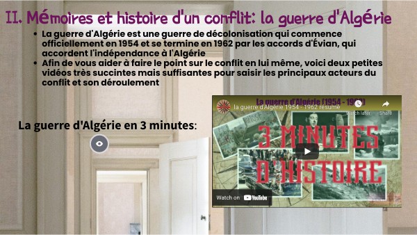 histoire et mémoires de la guerre d'Algérie | Genially