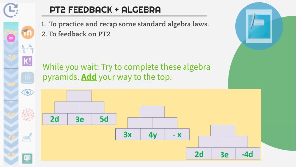 (21.22) Week 19 - Algebra + PT2 Feedback | Genially
