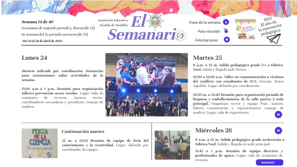 El Semanario del 24 al 28 de abril de 2023 | Genially