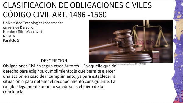 Clasificacion de obligaciones civiles
