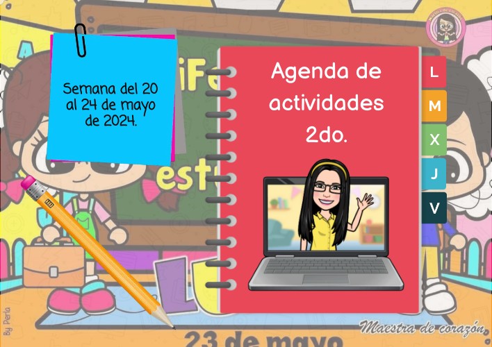 Agenda de actividades semana del 20 al 24 de mayo de 2024. | Genially