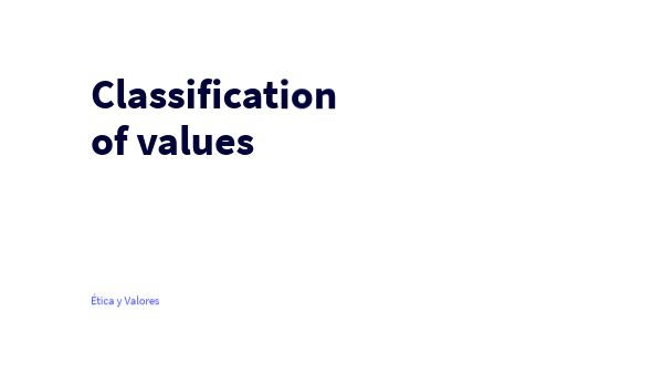 Etica III - Classification of values | Genially